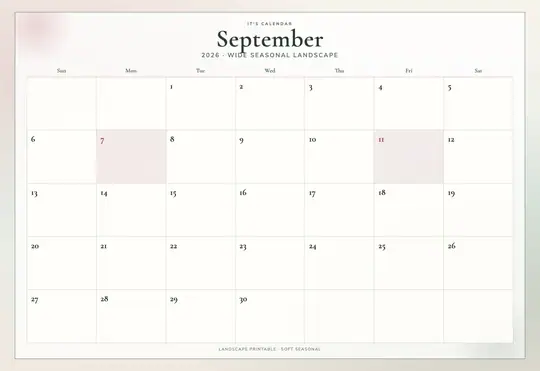 Printable September 2026 calendar — It's Calendar — Landscape Soft template Printable September 2026 calendar — It's Calendar — Landscape Soft template