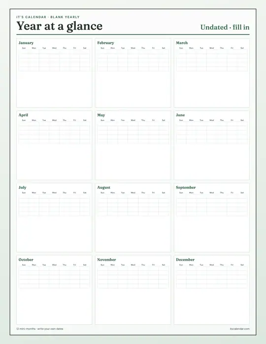 Printable blank undated monthly calendar template — It's Calendar