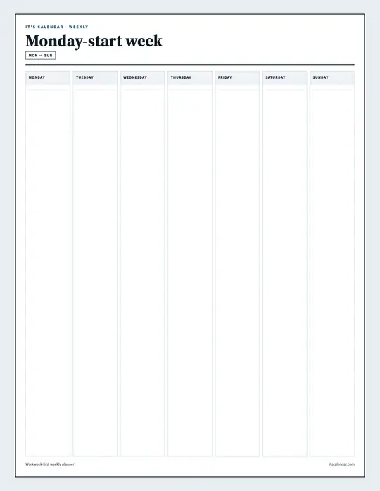 Free Printable Weekly Calendar | 5 Planner Templates | It's Calendar — Monday Start Week template