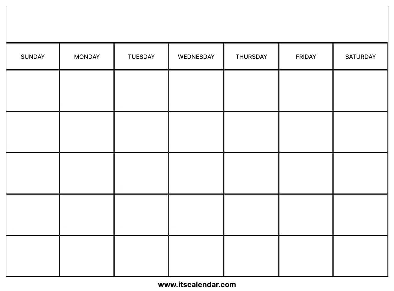 Printable Blank Calendar With Full Page Blank Calendar Template