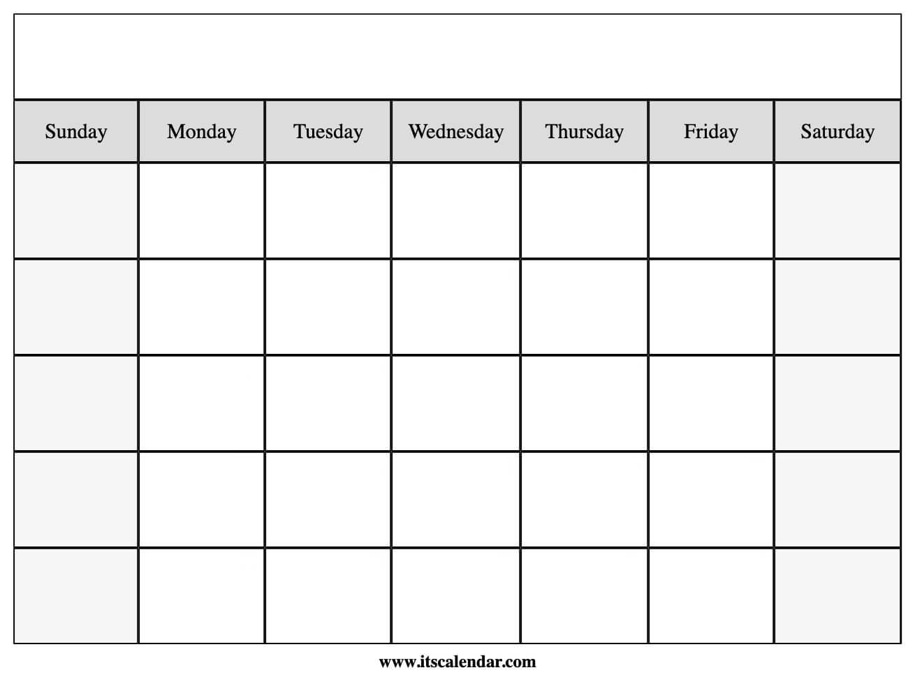 Printable Monthly Blank Calendar Template Printable Templates