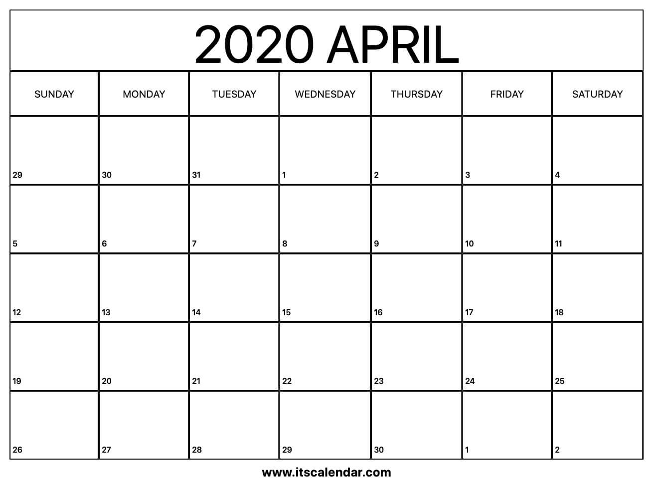 free printable april 2020 calendar monthly calendar april 2020