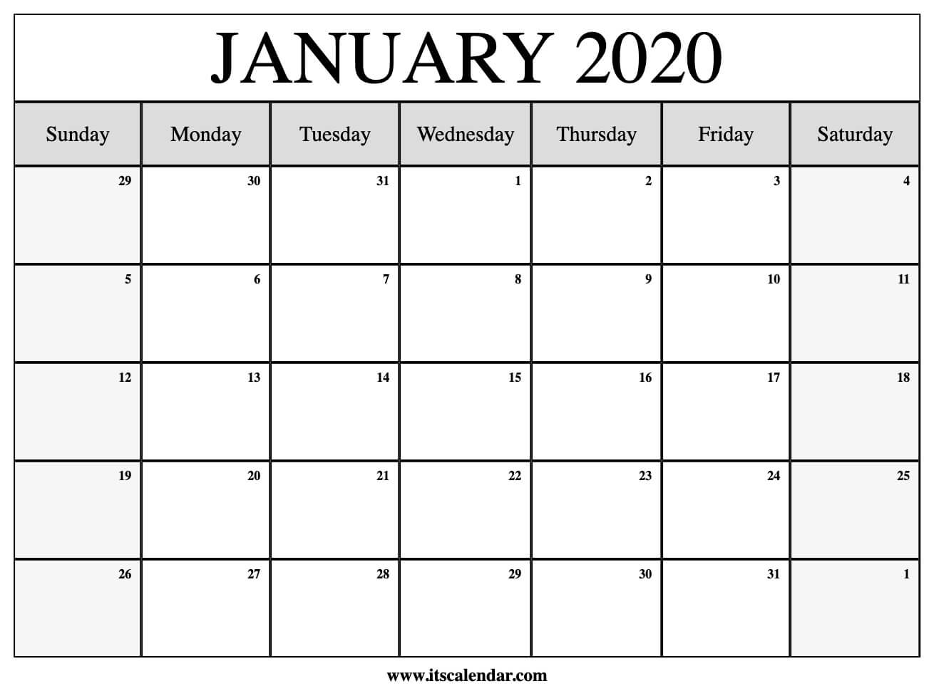 free printable january 2020 calendar monthly template 2020
