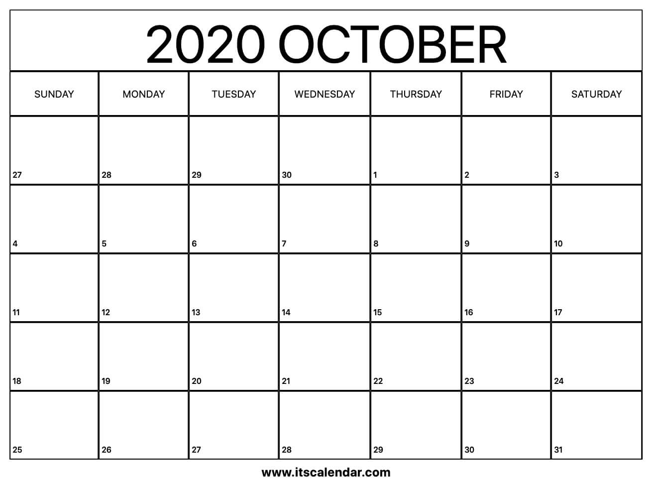 free printable october 2020 calendar monthly calendar october 2020