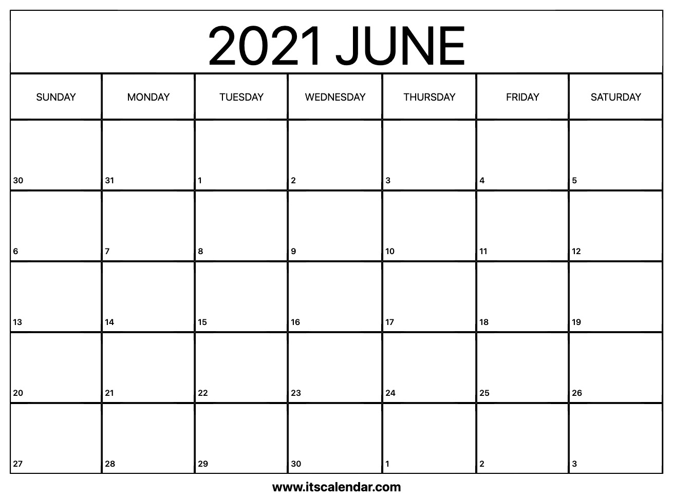 free printable june 2021 calendar