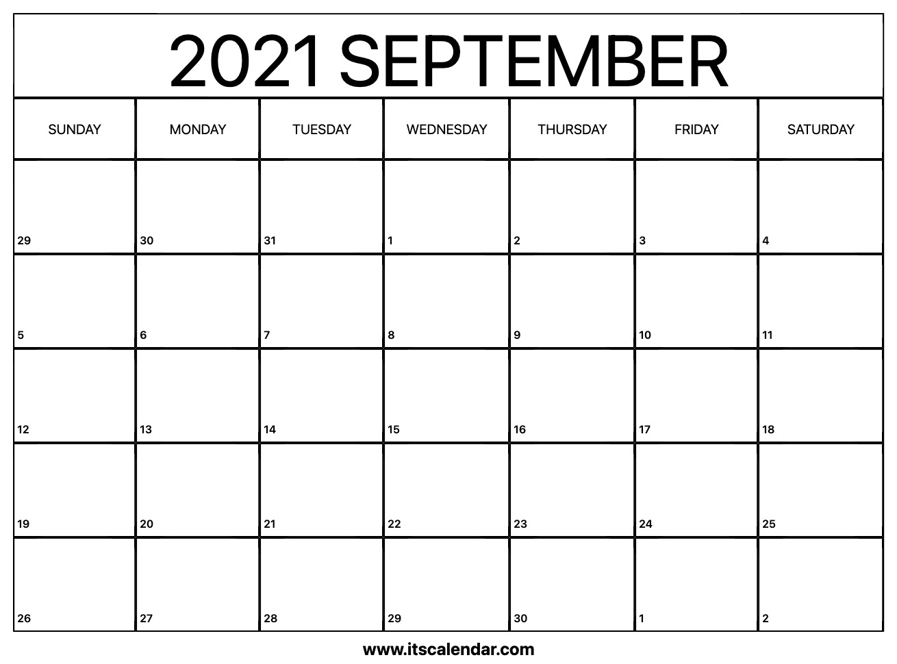 Free Printable September 2021 Calendar
