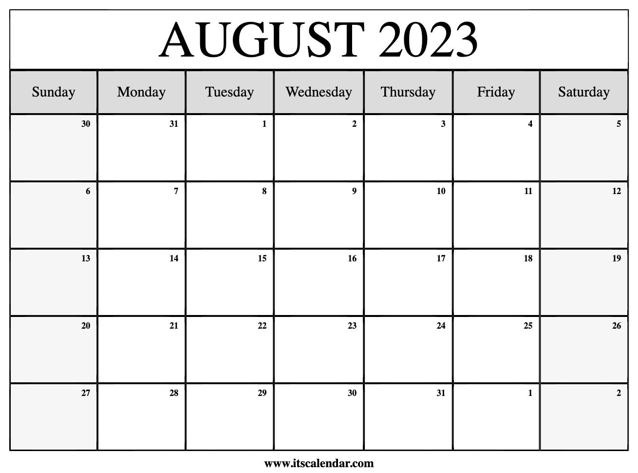 August 2023 Calendar Free Printable Calendar August 2023 Calendar 