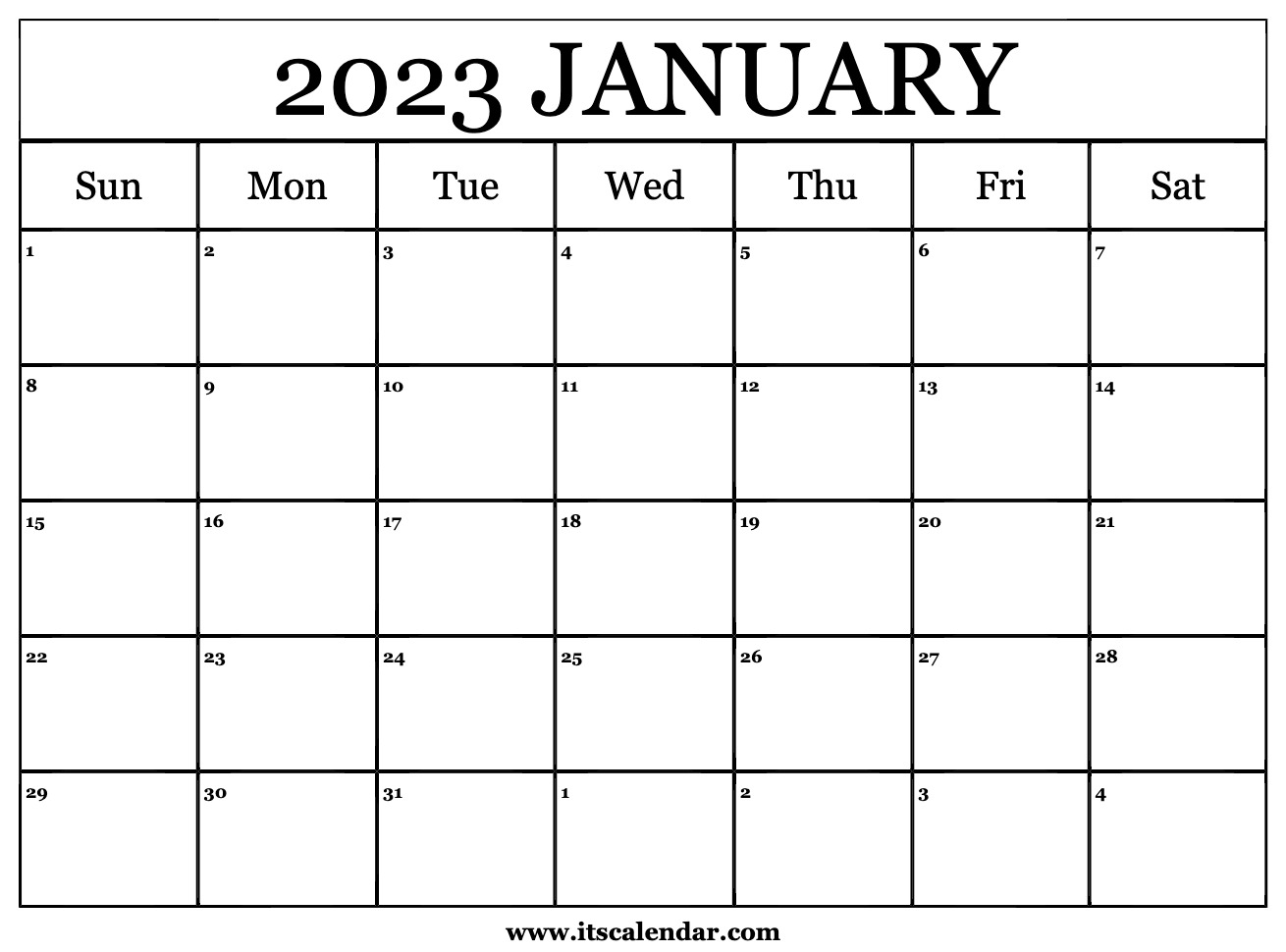 free printable january 2023 calendar