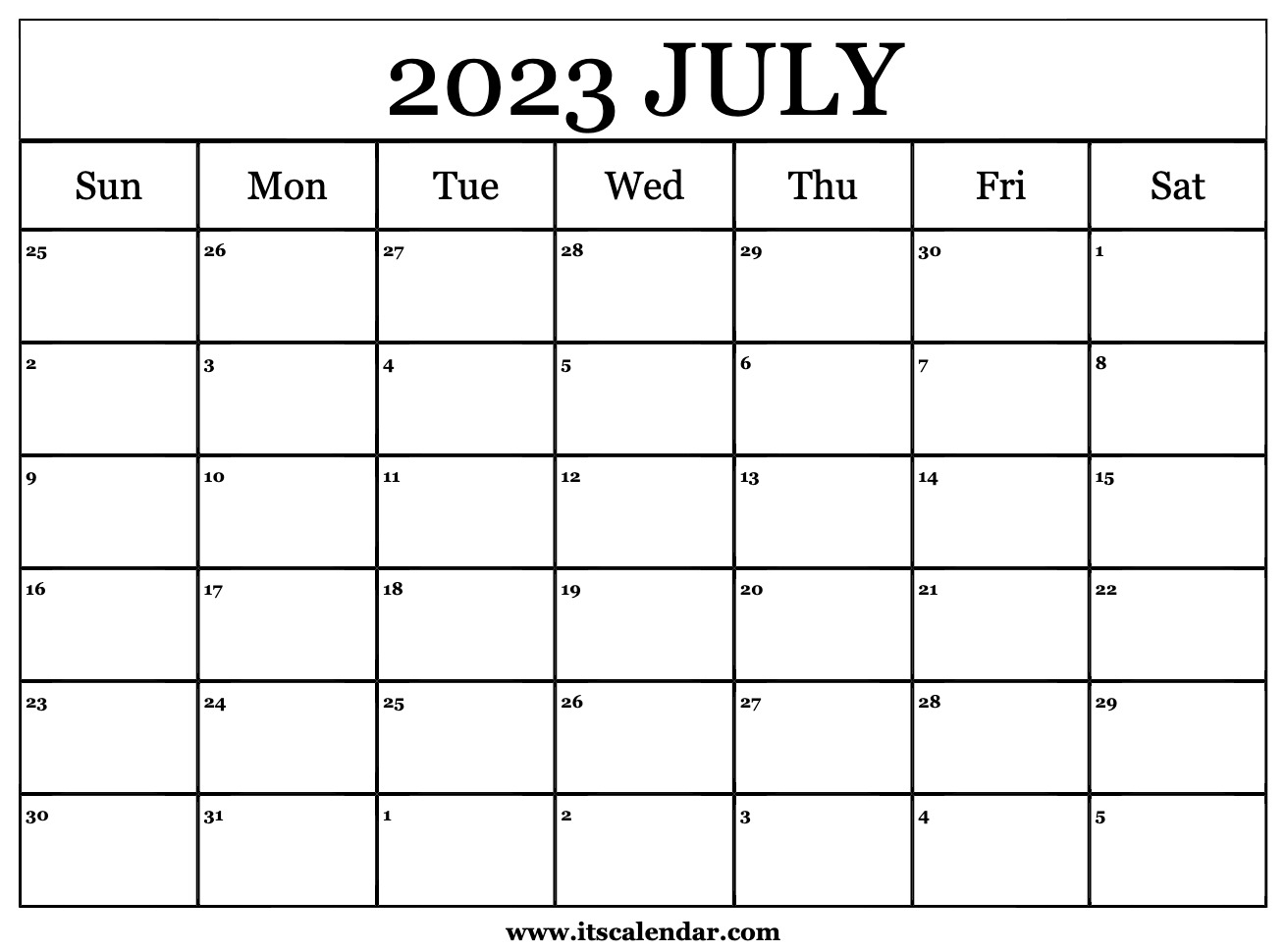 Free Printable July 2023 Monthly Calendar With Holidays Pdf