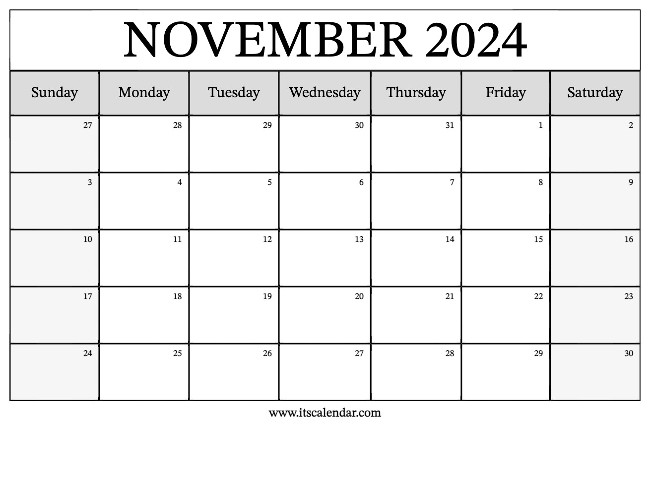 November 2024 Calendar